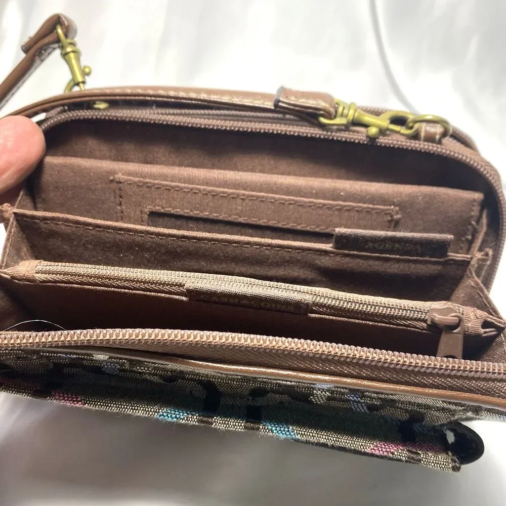 Unbranded Brown Medallion Geometric Print Crossbody Wallet Clutch Shoulder Bag
